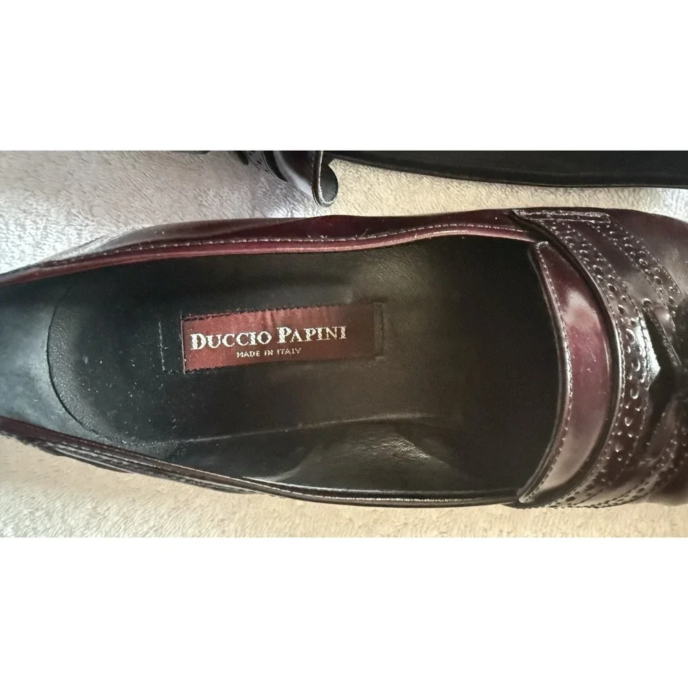 Men's Handmade‎ Burgundy #363 Genuine Leather GUC Sz 10 Slip On Dress Shoe